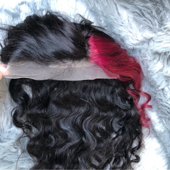 Sold ❗️ 100% Human Hair Lace Front Wig • Body Wave 28” Black w/ Hot Pink Stripe - Picture 15 of 15
